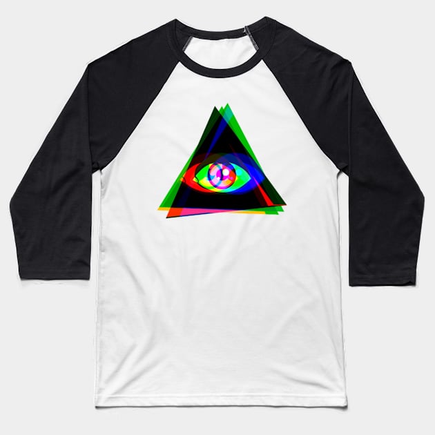 COLORFUL ALL SEEING EYE Baseball T-Shirt by LoveMoneyHateGov